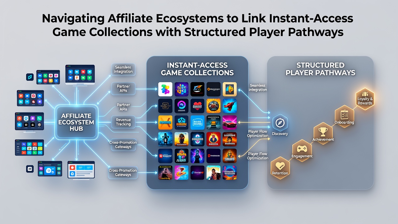 Flowchart illustrating how affiliates route players from instant games through loyalty tiers to VIP tables