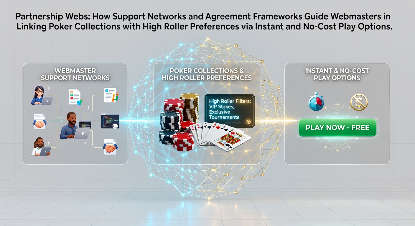 Webmasters collaborating on partnership networks connecting poker collections to high roller players through instant play platforms