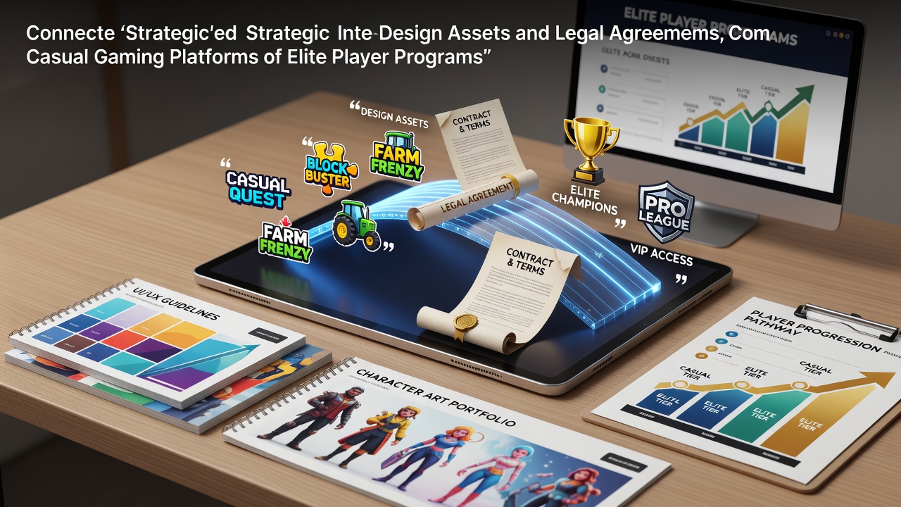 Visual representation of design assets including banners and buttons guiding players toward premium programs